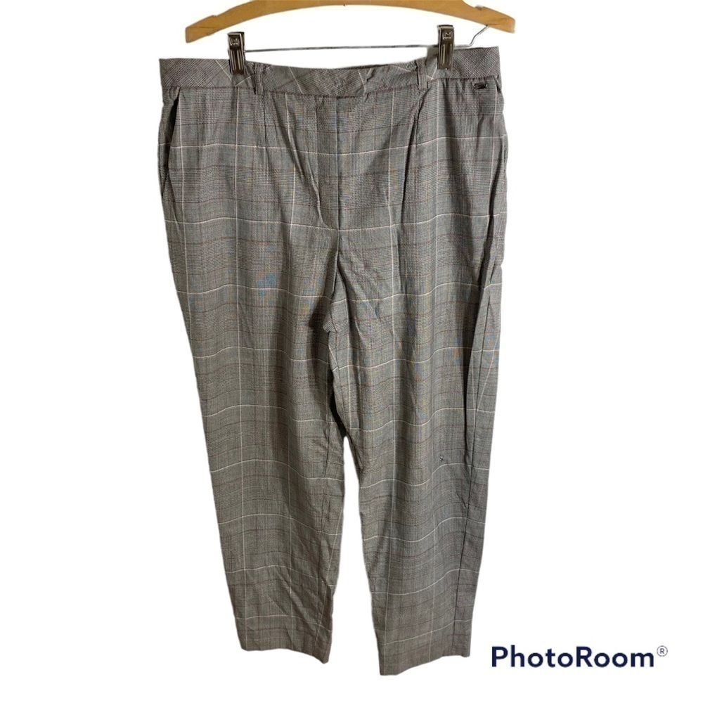 Escada Gray Pink Plaid Trouser Pants Sz 42 Women’s